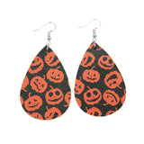 Max Halloween PU Leather Water Drop Teardrop Dangle Drop Earrings Jewelry D