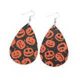 Max Halloween PU Leather Water Drop Teardrop Dangle Drop Earrings Jewelry D