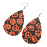 Max Halloween PU Leather Water Drop Teardrop Dangle Drop Earrings Jewelry D