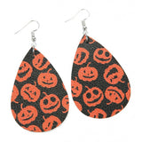 Max Halloween PU Leather Water Drop Teardrop Dangle Drop Earrings Jewelry D