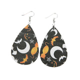 Max Halloween PU Leather Water Drop Teardrop Dangle Drop Earrings Jewelry F