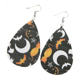 Max Halloween PU Leather Water Drop Teardrop Dangle Drop Earrings Jewelry F