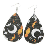 Max Halloween PU Leather Water Drop Teardrop Dangle Drop Earrings Jewelry F