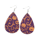 Max Halloween PU Leather Water Drop Teardrop Dangle Drop Earrings Jewelry G