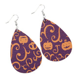 Max Halloween PU Leather Water Drop Teardrop Dangle Drop Earrings Jewelry G