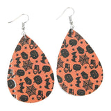 Max Halloween PU Leather Water Drop Teardrop Dangle Drop Earrings Jewelry H