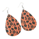 Max Halloween PU Leather Water Drop Teardrop Dangle Drop Earrings Jewelry H