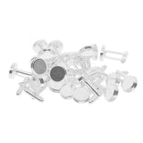 Max 20x Silver Tone Round Cufflinks Settings DIY Mens Cuff Links Tray Cabochon