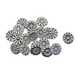 Maxbell 20pcs Tibetan Silver Alloy 1-Hole Sewing Buttons Fastening 18mm Daisy Flower