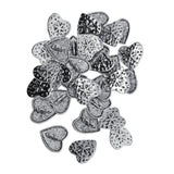 Maxbell 30 Pieces Antique Silver Engraved Shank Buttons Heart Shape Snowflake