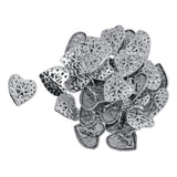 Maxbell 30 Pieces Antique Silver Engraved Shank Buttons Heart Shape Snowflake