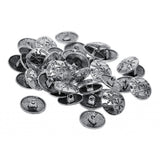 Maxbell 30 Pieces Antique Silver Engraved Shank Buttons Flower Pattern