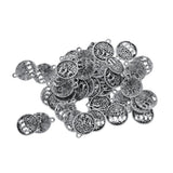 Maxbell 50Pcs Tibetan Silver yoga filigree hollow  forest Tree Round Charms Crafts