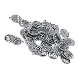 Maxbell 50Pcs Tibetan Silver yoga filigree hollow  forest Tree Round Charms Crafts