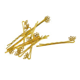 Max 10x blank  Hair Clip Hair Pin Gothic Filigree  round Flower pearl base Gold