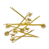 Max 10x blank  Hair Clip Hair Pin Gothic Filigree  round Flower pearl base Gold