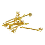 Max 10x blank  Hair Clip Hair Pin Gothic Filigree  round Flower pearl base Gold