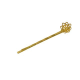 Max 10x blank  Hair Clip Hair Pin Gothic Filigree  round Flower pearl base Gold
