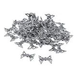 Maxbell 50 Pieces Antique Silver Bowknot Shape Charms Beads Jewelry Spacer Beads