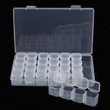 Max 3 Pieces Clear Storage Box with 28 Grids Jewelry Nail Art Beads Mini Case