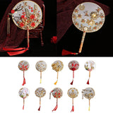Maxbell 1 Set DIY Handmade Round Fan Chinese Style Wedding Bride Round Hand Fans A