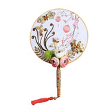 Maxbell 1 Set DIY Handmade Round Fan Chinese Style Wedding Bride Round Hand Fans A