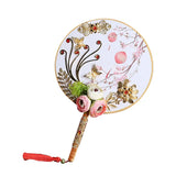 Maxbell 1 Set DIY Handmade Round Fan Chinese Style Wedding Bride Round Hand Fans A