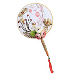Maxbell 1 Set DIY Handmade Round Fan Chinese Style Wedding Bride Round Hand Fans A