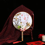 Maxbell 1 Set DIY Handmade Round Fan Chinese Style Wedding Bride Round Hand Fans A