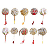 Maxbell 1 Set DIY Handmade Round Fan Chinese Style Wedding Bride Round Hand Fans A