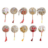 Maxbell 1 Set DIY Handmade Round Fan Chinese Style Wedding Bride Round Hand Fans A