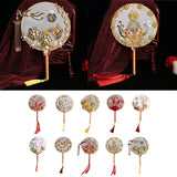 Maxbell 1 Set DIY Handmade Round Fan Chinese Style Wedding Bride Round Hand Fans A