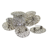 Maxbell 12Pcs Hollowed-out Flower Brooch Pin Lady Breastpin Retro Lapel Silvery