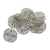 Maxbell 12Pcs Hollowed-out Flower Brooch Pin Lady Breastpin Retro Lapel Silvery