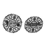 Maxbell 12Pcs Hollowed-out Flower Brooch Pin Lady Breastpin Retro Lapel Black