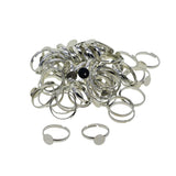 Max 100pcs Adjustable Brass 8mm Blank Round bezel Base Ring DIY Finding silver