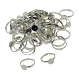 Max 100pcs Adjustable Brass 8mm Blank Round bezel Base Ring DIY Finding silver
