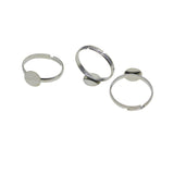 Max 100pcs Adjustable Brass 8mm Blank Round bezel Base Ring DIY Finding silver
