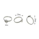Max 100pcs Adjustable Brass 8mm Blank Round bezel Base Ring DIY Finding silver