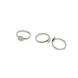Max 100pcs Adjustable Brass 8mm Blank Round bezel Base Ring DIY Finding silver