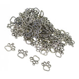 Maxbell 100pcs 18mm Silvery Pendants Cat Foot Print Hanging Decor DIY Jewelry Making