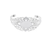 Maxbell 2 Pcs Filigree Flower Adjustable Bangle Blank Bezel Base Settings Bracelet