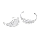 Maxbell 2 Pcs Filigree Flower Adjustable Bangle Blank Bezel Base Settings Bracelet
