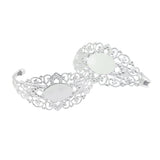Maxbell 2 Pcs Filigree Flower Adjustable Bangle Blank Bezel Base Settings Bracelet