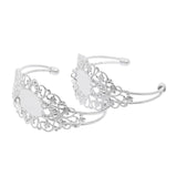 Maxbell 2 Pcs Filigree Flower Adjustable Bangle Blank Bezel Base Settings Bracelet