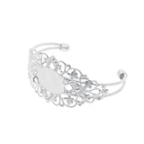 Maxbell 2 Pcs Filigree Flower Adjustable Bangle Blank Bezel Base Settings Bracelet