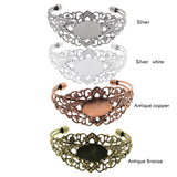 Maxbell 2 Pcs Filigree Flower Adjustable Bangle Blank Bezel Base Settings Bracelet