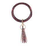 women fashion tassel key chain key ring bracekets bangles rose red leopard