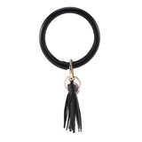 women fashion tassel key chain key ring bracekets bangles black