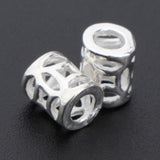 Max 2Pcs 925 Sterling Silver Hollow Barrel Beads Loose Spacer Beads 5x6mm